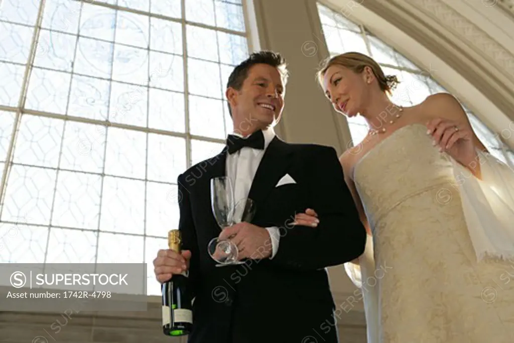 Mature couple with champagne