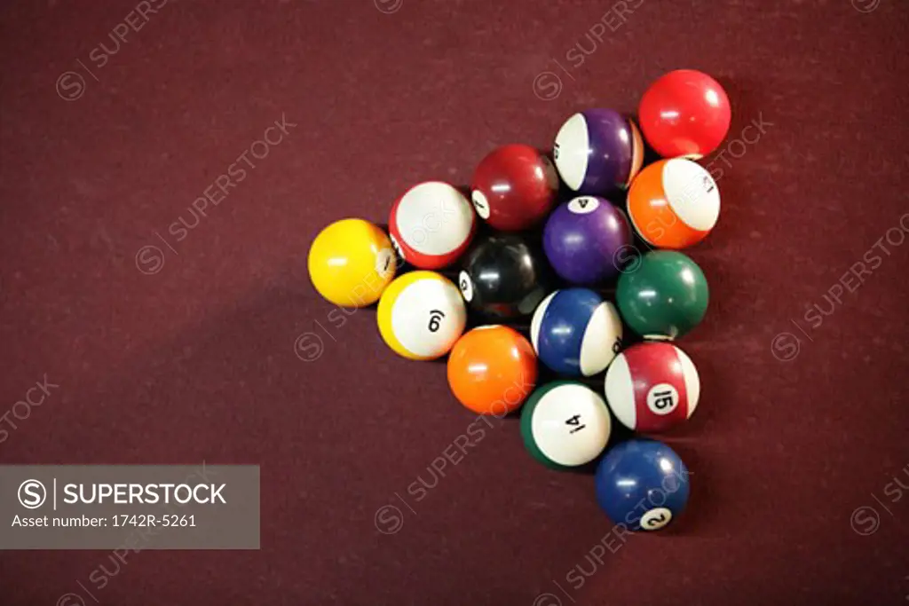 Aerial view of pool balls