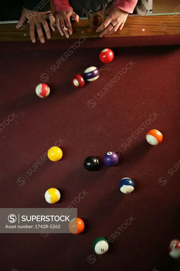 Aerial view of pool balls