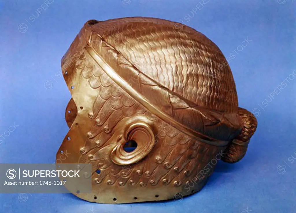 Gold helmet from Mesopotamia. 2, 500 BC. Iraq Museum