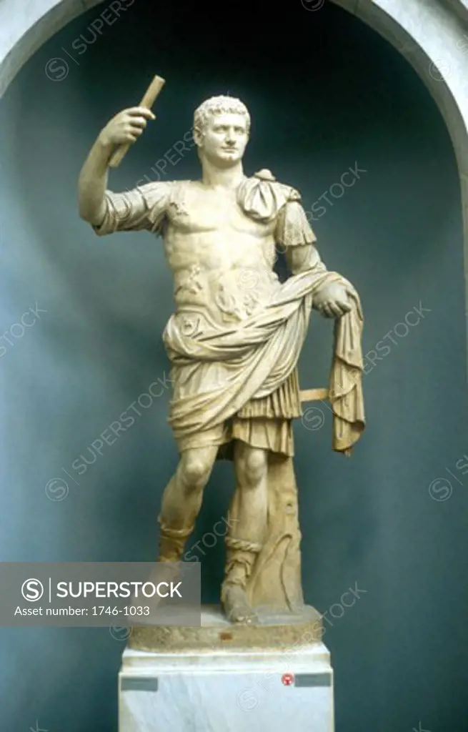 Augustus Caesar (Gaius Julius Caesar Octavianus, 63 BC-14 AD) First Roman Emperor from 27BC. Marble statue