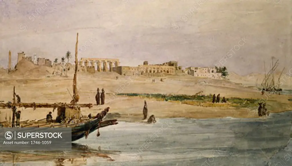 Luxor Hector Horeau (1801-1872 French) Watercolor Griffith Institute, Oxford