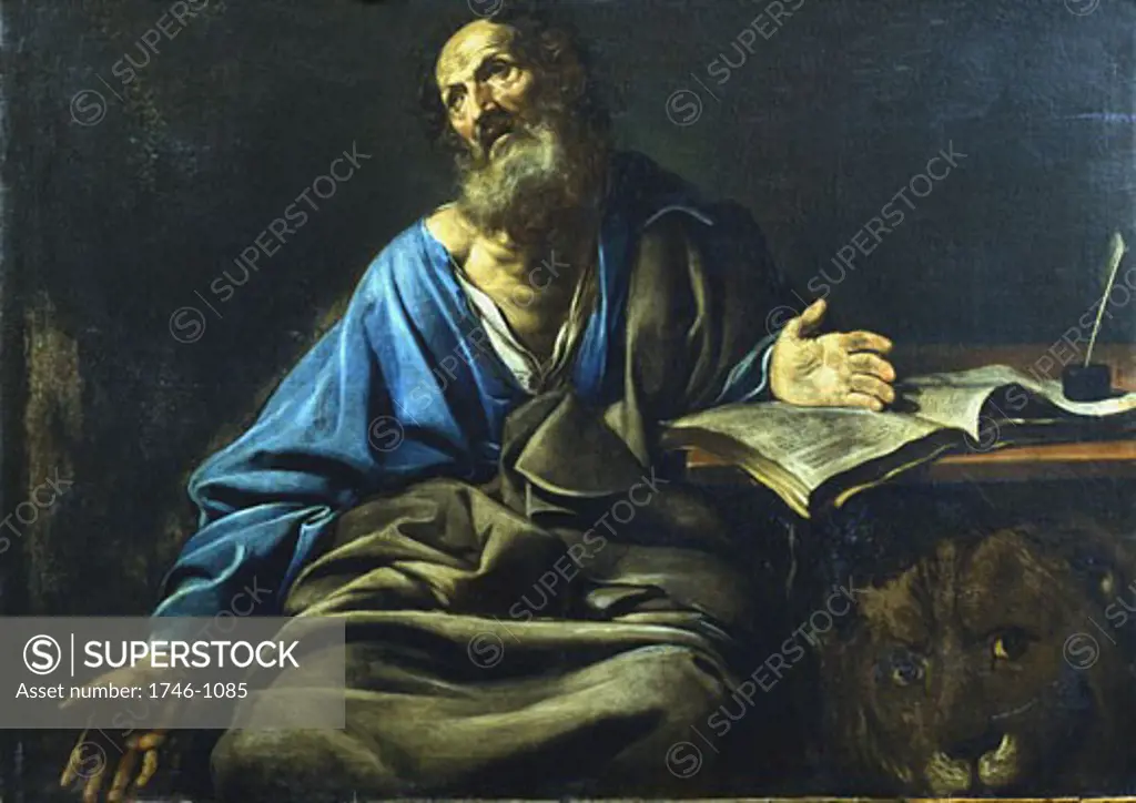 St. Mark the Evangelist Valentin de Boulogne (1591-1632 French) Oil on canvas Private collection
