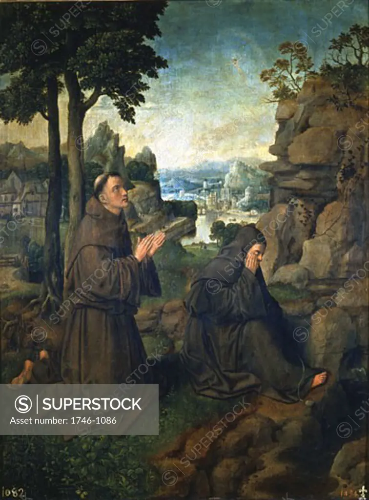 St. Francis of Assisi and another Franciscan monk in the desert Joachim Patinir (c.1490-c.1524 Netherlandish) Prado, Madrid