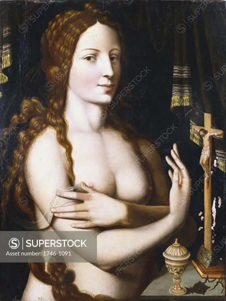 'St Mary Magdalene Penitent'. Milanese School c1530. Oil on canvas. Private collection.