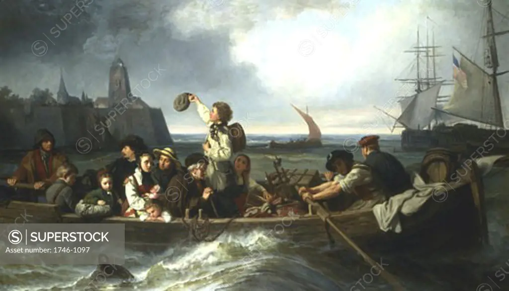 Emigration to America 1860 Antonie Volkmar (1827-1867 German) Oil on canvas