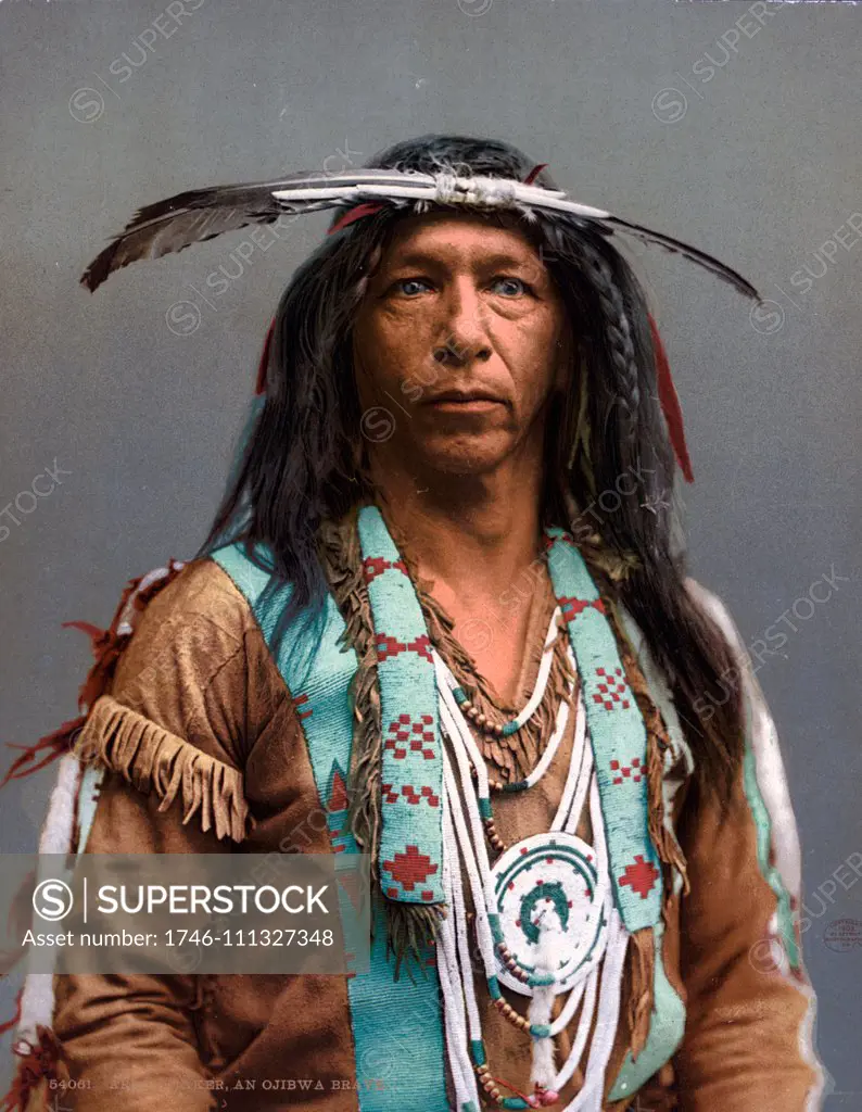 Arrow maker, an Ojibwa American Indian brave c1903.
