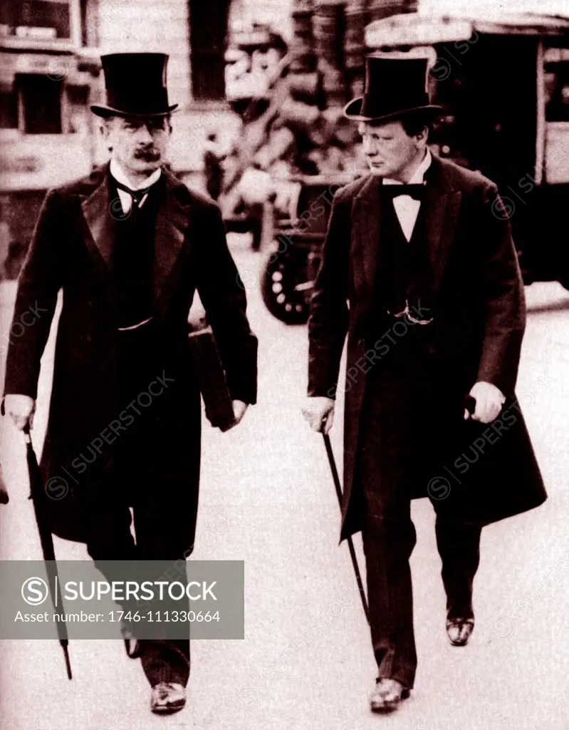David Lloyd George (left) and Winston Churchill (right) British politicians and later prime Ministers