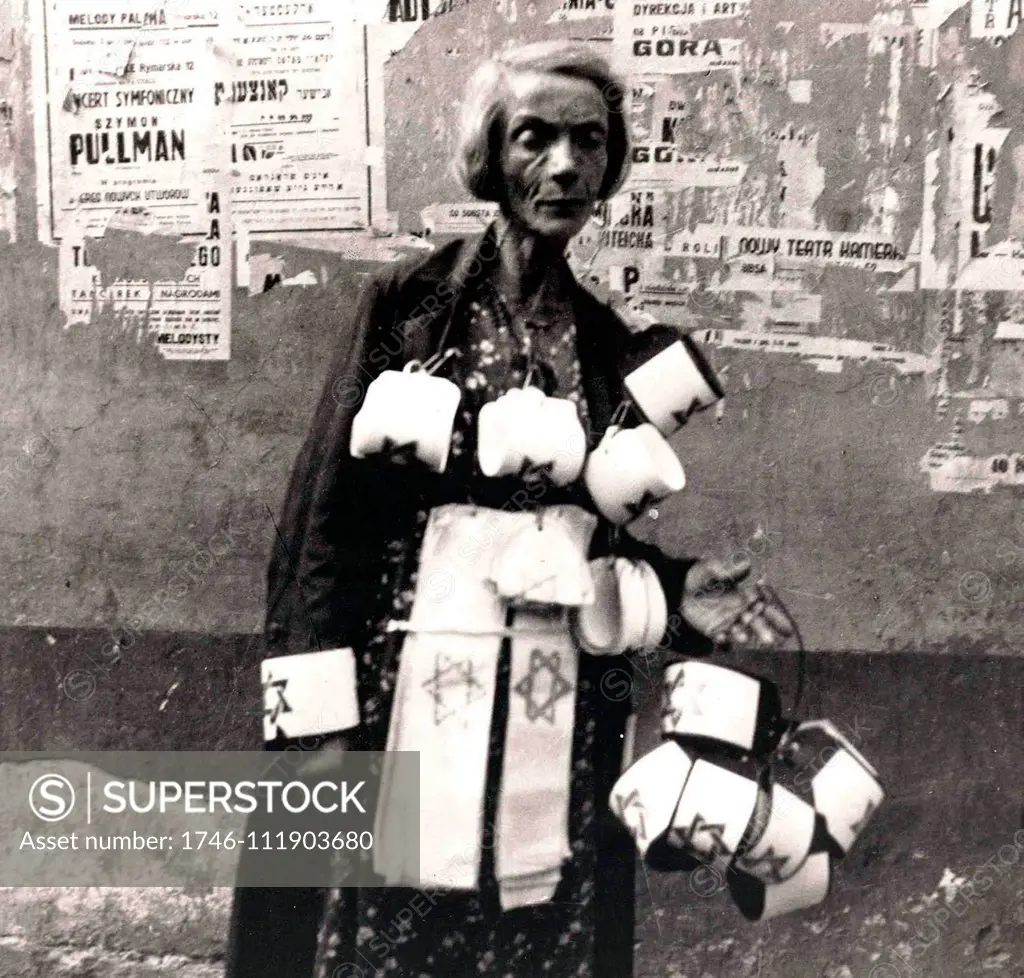 Photograph of Jewish woman in Warsaw Ghetto. Dated 1942