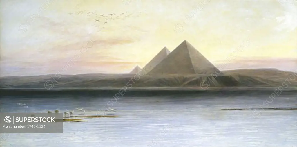 The Pyramids at Gizeh Edward Lear (1812-1888 British) Oil on canvas Private Collection