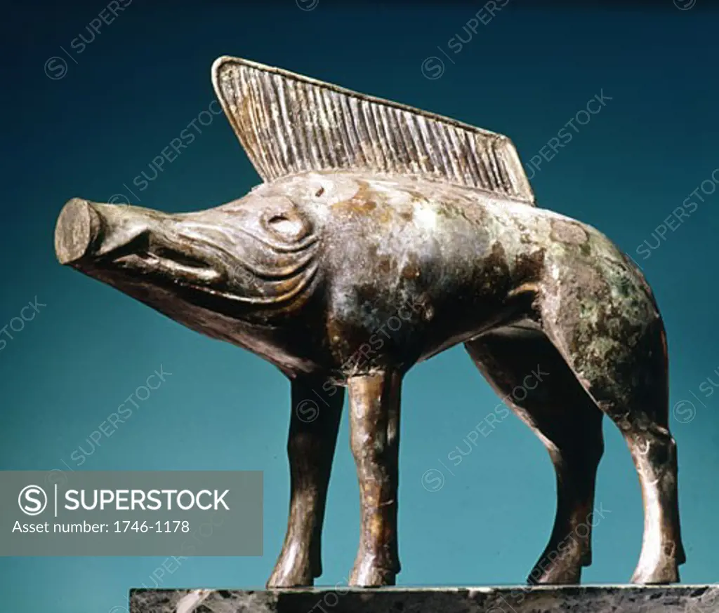 Celtic Art: Bronze boar from Sanctuary of Newy (Loiret). Musee d'Orleans.