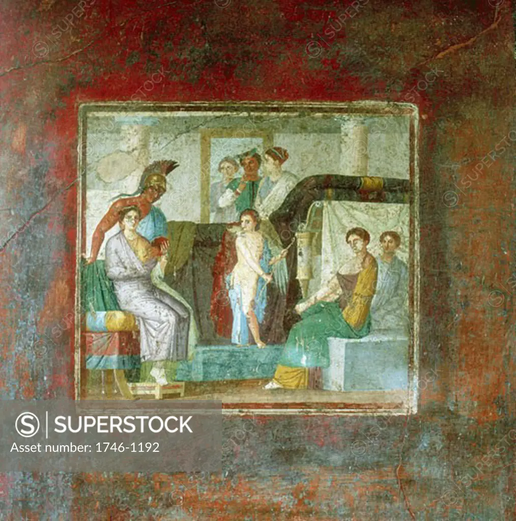 Marriage of Mars and Aphrodite 1st century AD. House of Lucretius Fronto, Pompeii Fresco 