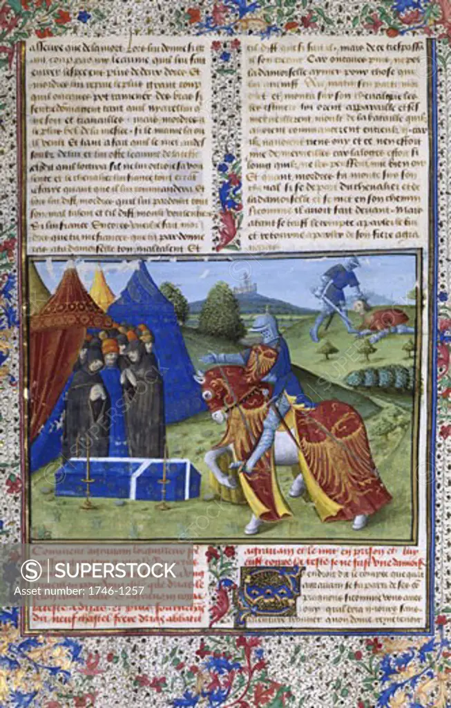 The Book of Sir Lancelot: Sir Agravain. 15th century manuscript, B.N., Paris