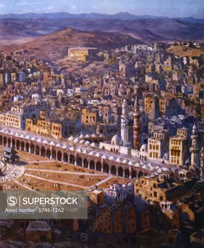 View of Mecca Illustration From "La Vie de Mohammed, Prophete d'Allah" Etienne Dinet (1861-1929 French)