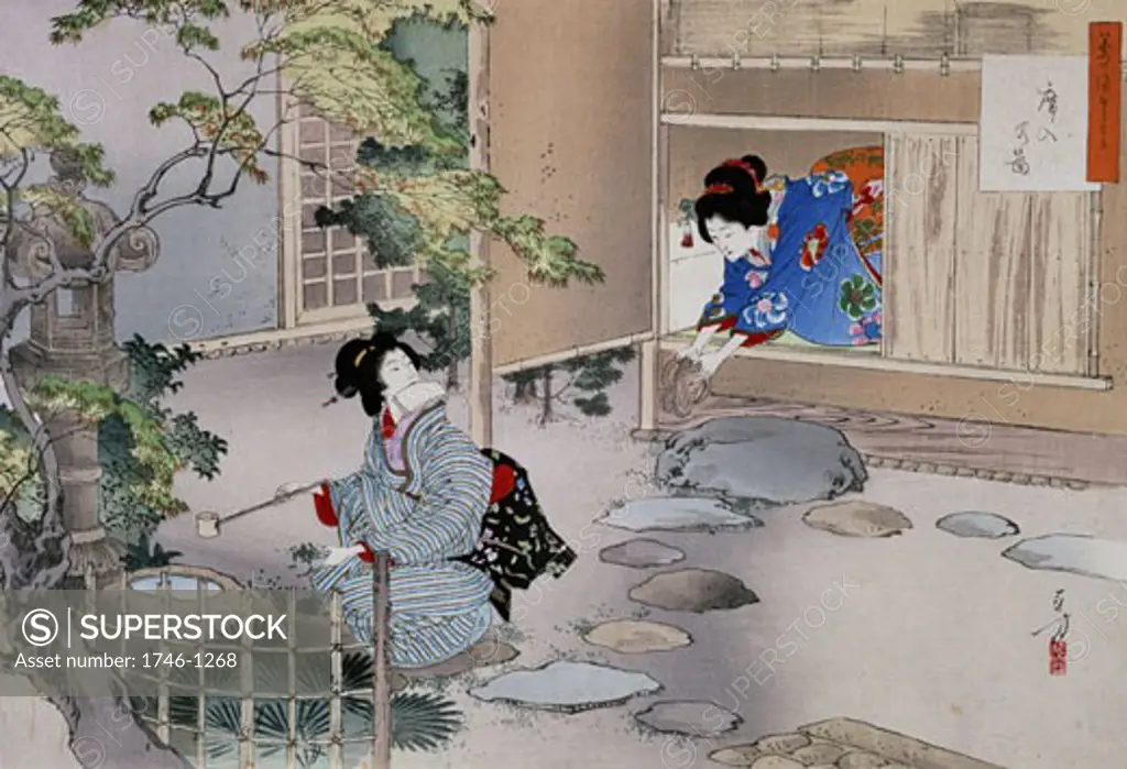 Toshikata: Entrance to the Tea Rooms. Late 19th, early 20th century Japanese. Victoria & Albert Museum, London