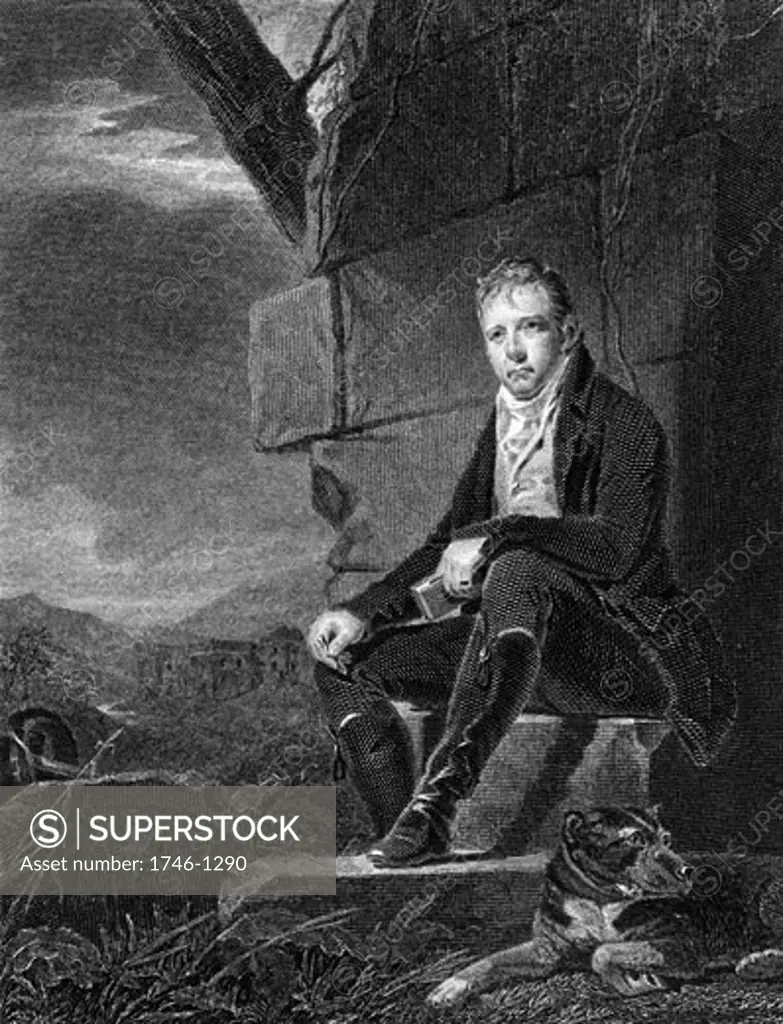 Walter Scott (1771-1832) Scottish poet and novelist In 1808, the year his poem "Marmion" was published Steel engraving after portrait by Raeburn
