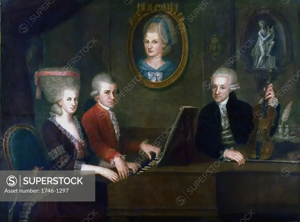 Portrait of Wolfgang Amadeus Mozart and Family 1780 1781 Johann Nepomuk della Croce (1736-1819 German) Oil on canvas Mozart International Museum, Salzburg, Austria