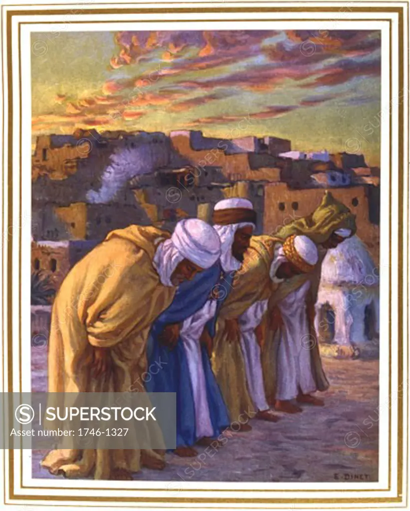 Inclination in prayer Illustration From "La Vie de Mohammed, Prophete d'Allah" Etienne Dinet (1861-1929 French)