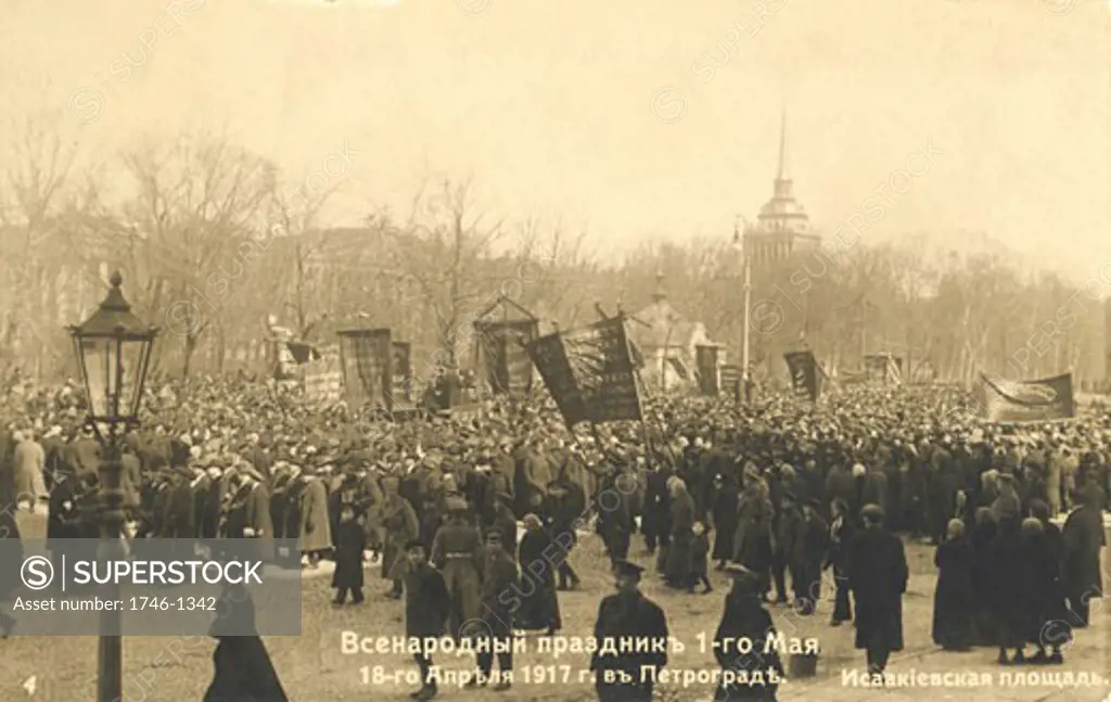 Marchers in St. Petersburg, Russia, Russian Revolution, 1917
