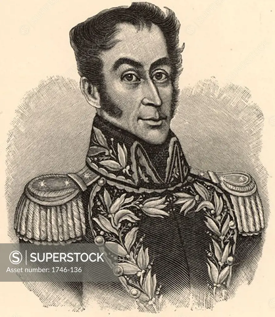 Simon Bolivar (1783-1830), South American Statesman & Revolutionary, Engraving
