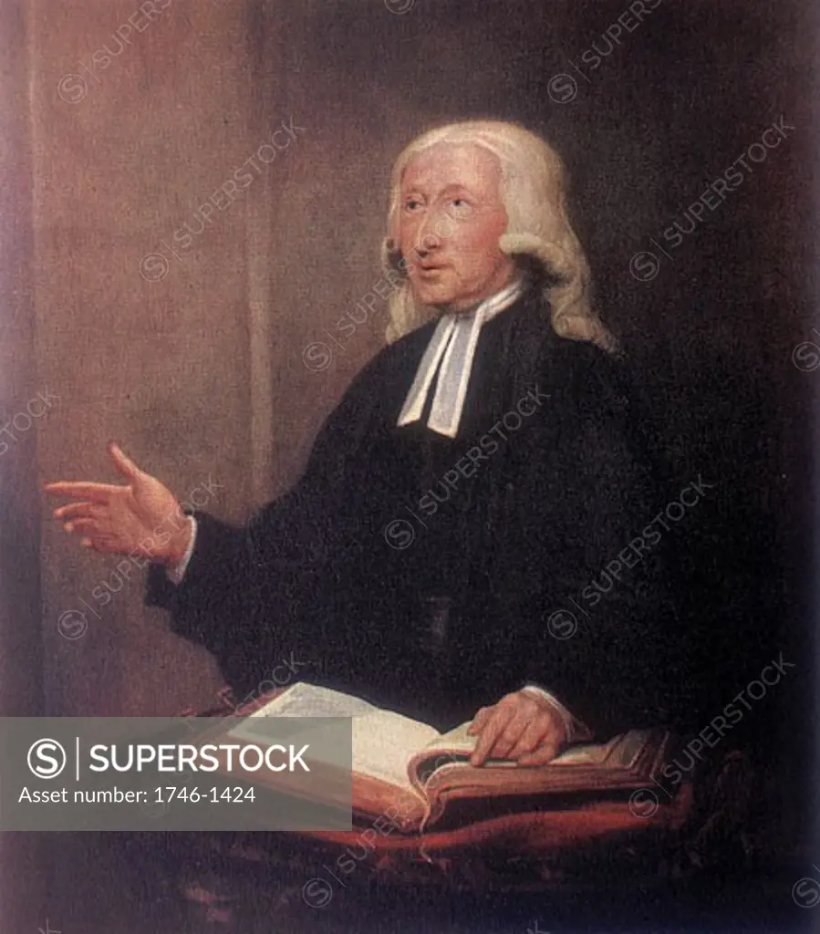 John Wesley (1703-1791) English non-conformist preacher. Founder of Methodism.  After 1788 portrait by William Hamilton (1751-1801).