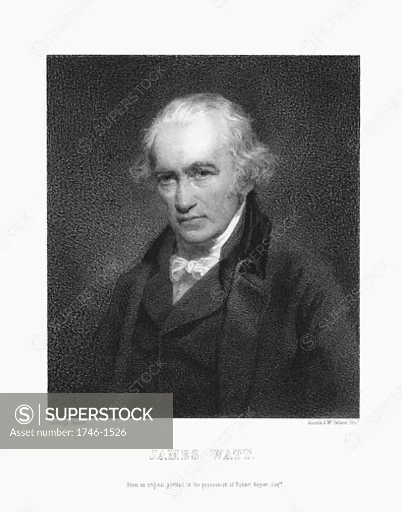 James Watt (1736-1819) Scottish engineer. Print after portrait by John Partridge