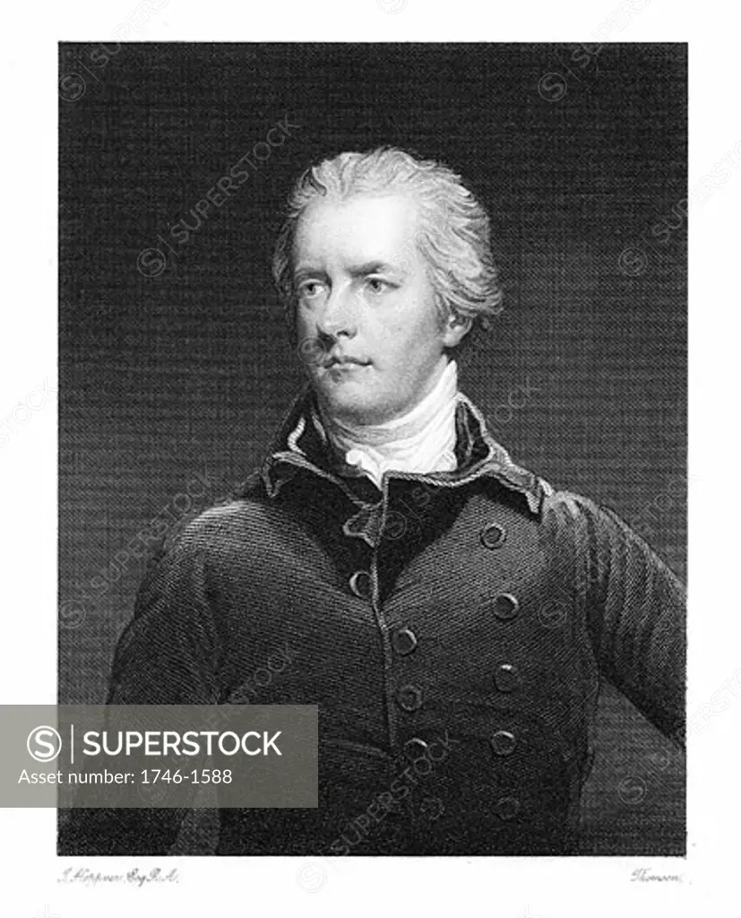 William Pitt the Younger (1759-1806) British statesman, Became Prime Minister at age of 24 the youngest to hold the position in England, Engraving after Hoppner