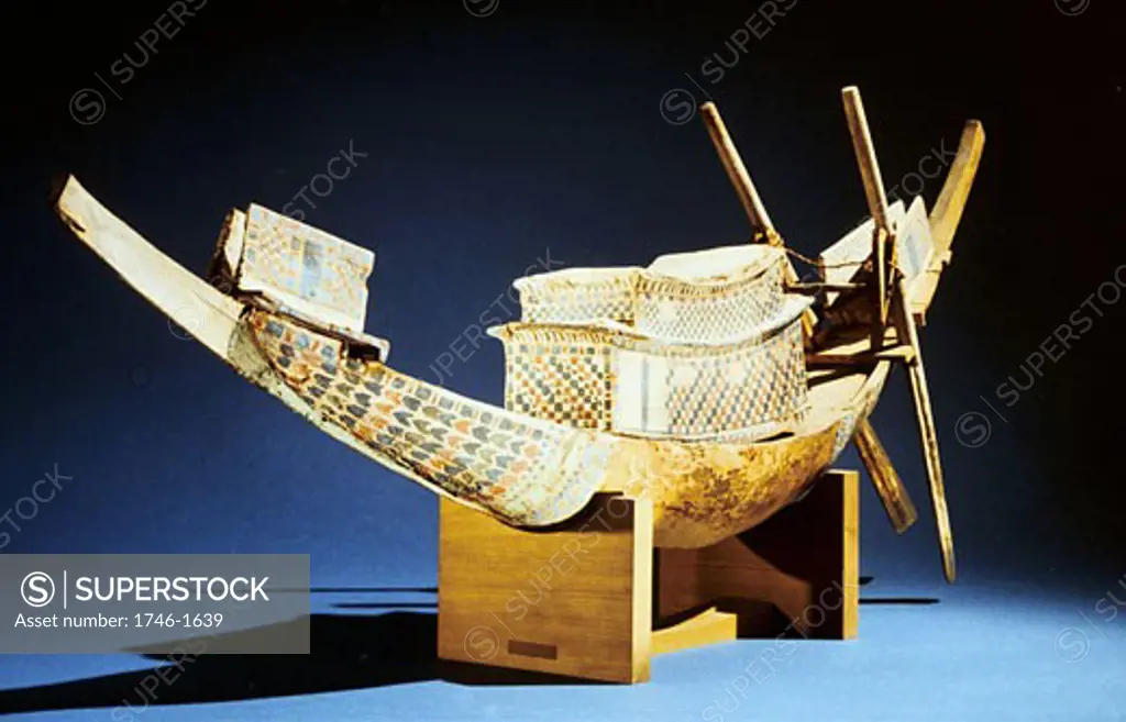 Treasure of Tutankhamun (dc1340 BC) : Model of boat. Cairo Museum, Egypt,