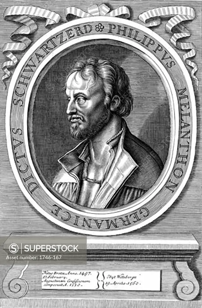 Philip Melanchthon (1497-1560) German Protestant reformer 18th century engraving after original likeness by Durer