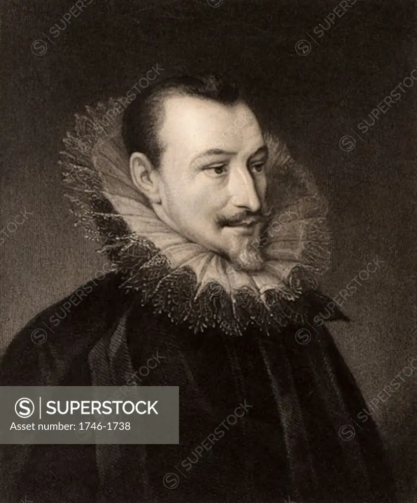 Edmund Spenser (1552-1599) English Elizabethan poet Engraving from "The Gallery of Portraits" Vol. IV, by Charles Knight (London, 1835)