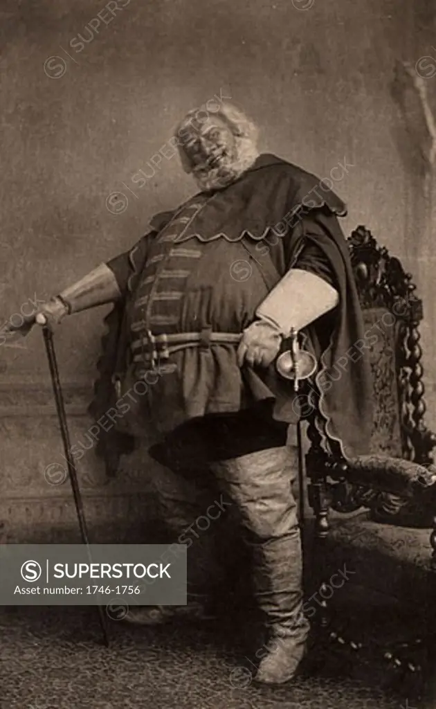 Herbert Beerbohm Tree, (1853-1917), English actor-manager. Founder of the Royal Academy of Dramatic Art (RADA). Here in 1896 as Falstaff in Henry VI, Part I by William Shakespeare. Photogravure