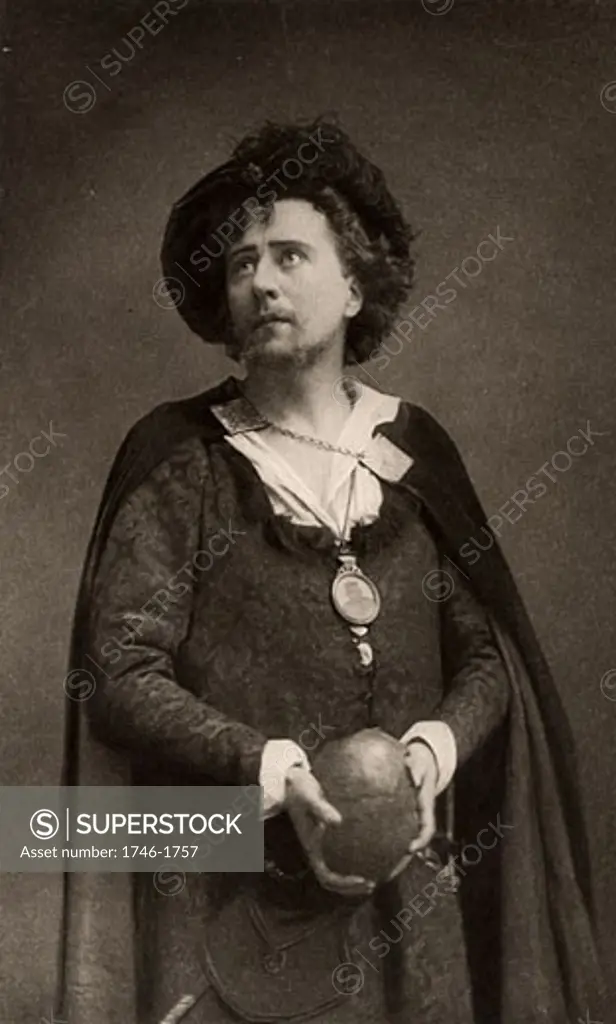 Herbert Beerbohm Tree, (1853-1917), English actor-manager. Founder of the Royal Academy of Dramatic Art (RADA). Here in about 1892 as the prince in the tragedy Hamlet by William Shakespeare. Photogravure