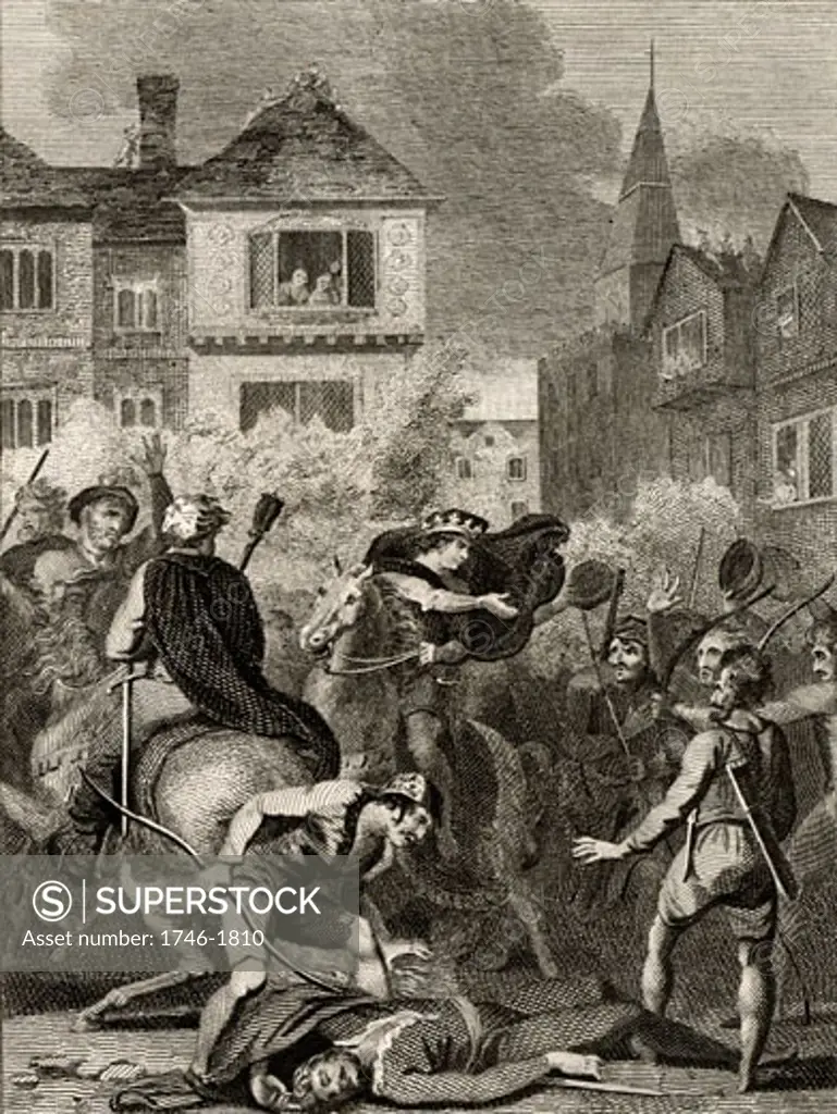 Peasants' Revolt of 1381 in England, Engraving 1831