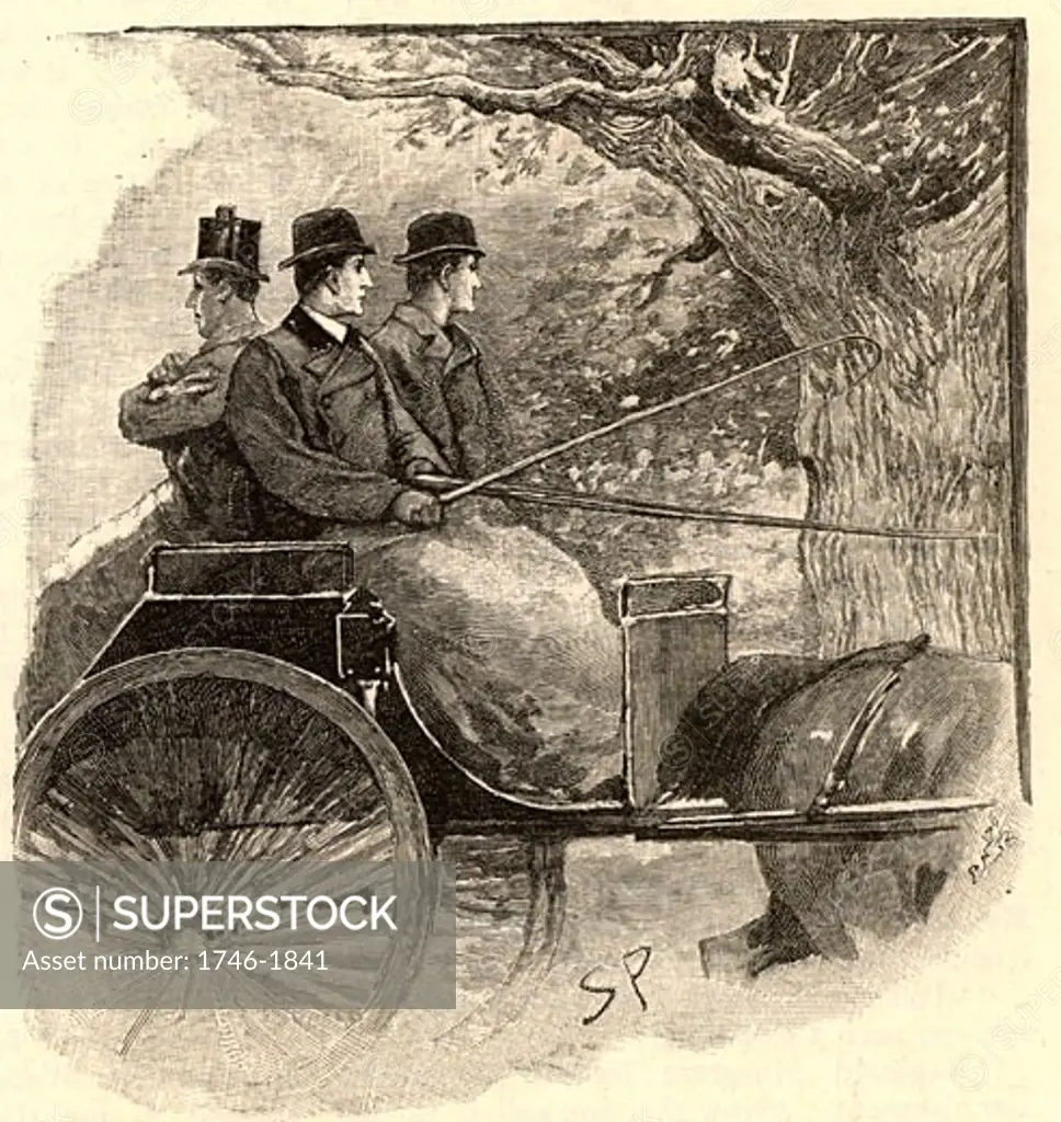 Holmes observing the ancient oak tree that is a key to solving the mystery of the butler's disappearance From "The Adventure of the Musgrave Ritual" By Sir Arthur Conan Doyle, Published in Strand Magazine in 1893 Sidney Paget (1860-1908 English)