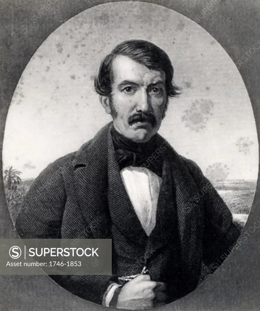 David Livingstone (1830-1873) Scottish missionary and explorer of Africa. Engraving from Missionary Travels and Researches in South Africa by David Livingstone (London, 1857)