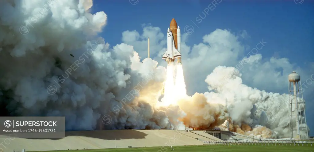 Launch of Space Shuttle Challenger, 1985. NASA photograph.
