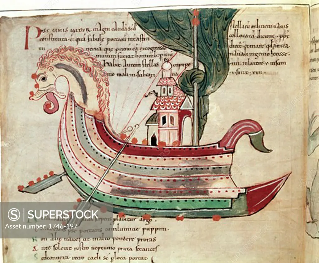 Norse dragon-prowed ship, 10th Century, Anglo-Saxon manuscript