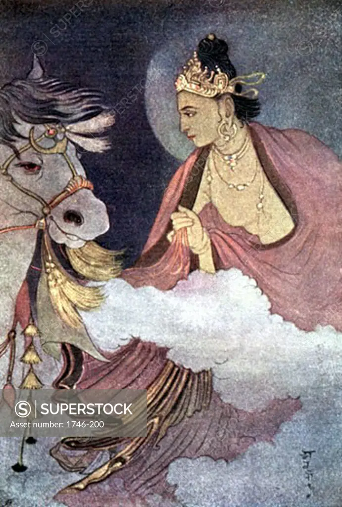 Departure of Prince Siddhartha; Siddhartha Guataman (c.563-c.483 BC), founder of Buddhism. Became supreme Buddha c. 528 BC. Illustration