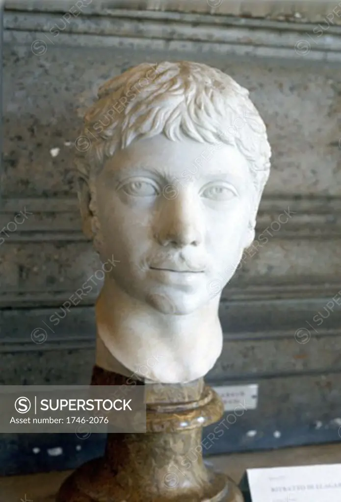 Heliogabalus (204-22) Roman Emperor from 218. Murdered by praetorians in palace revolution. Marble bust.