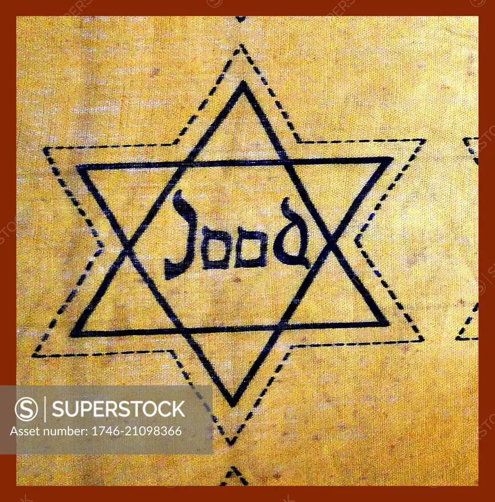 Star of David with the word Jew in the centre. Used by the Nazis, World War II. 1945