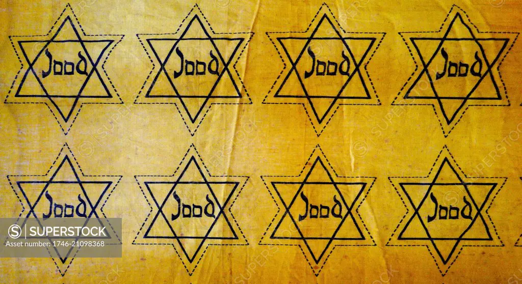Star of David with the word Jew in the centre. Used by the Nazis, World War II. 1945