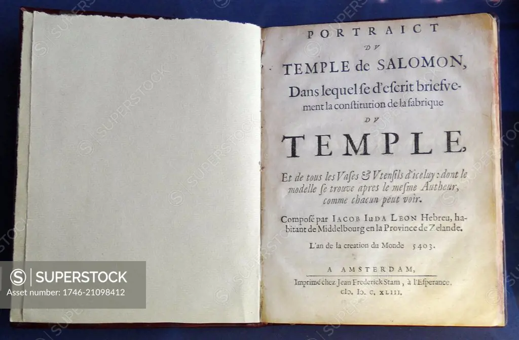1643 French Edition of a tract describing the building of the Temple of Solomon in Jerusalem. By Rabbi Yehuda Leon