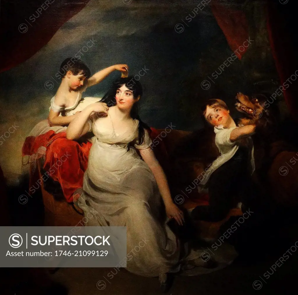 Painting of Mrs. Henry Baring and her Children. Painted by Sir Thomas Lawrence (1769-1830) English portrait painter and president of the Royal Academy. Dated 1817