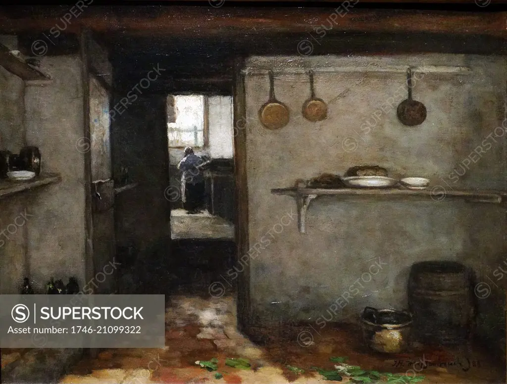 Painting depicts the cellar of the Johan Hendrik Weissenbruch (1824-1903) in The Hague. Dated 1888