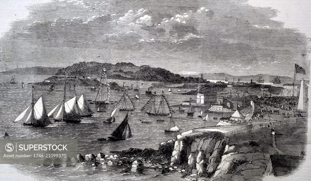 Plymouth regatta. Start of yachts in the first race. From a sketch by J. Offord; Plymouth.