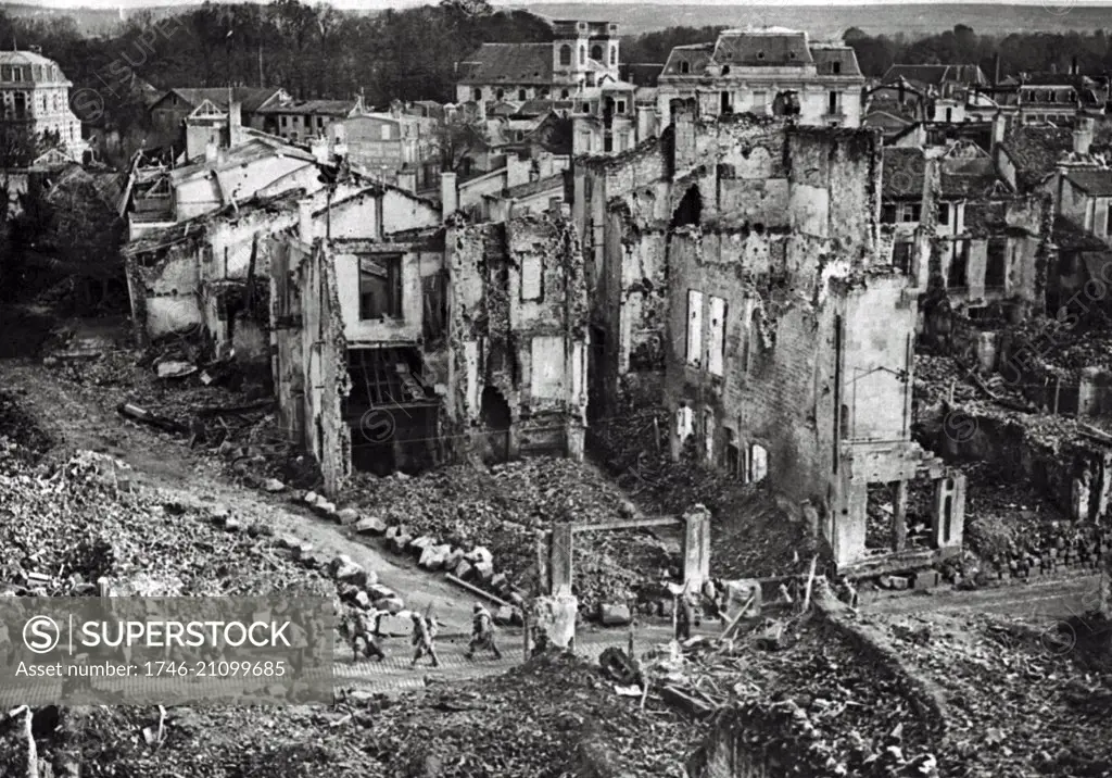 Verdun in ruins; world war one 1916