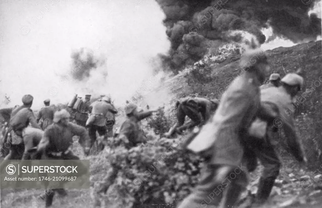 German infantry attacking at Verdun; world war one 1916