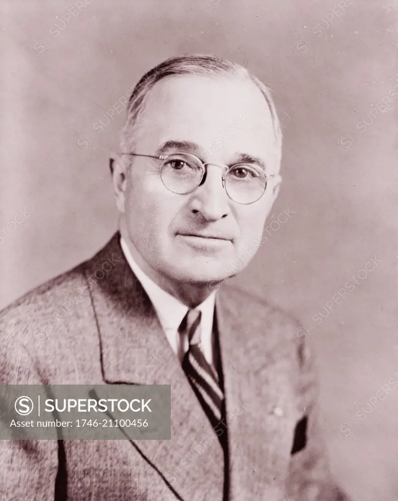 Photograph of President Harry S. Truman (1884-1972) 33rd President of the United States. Dated 1945