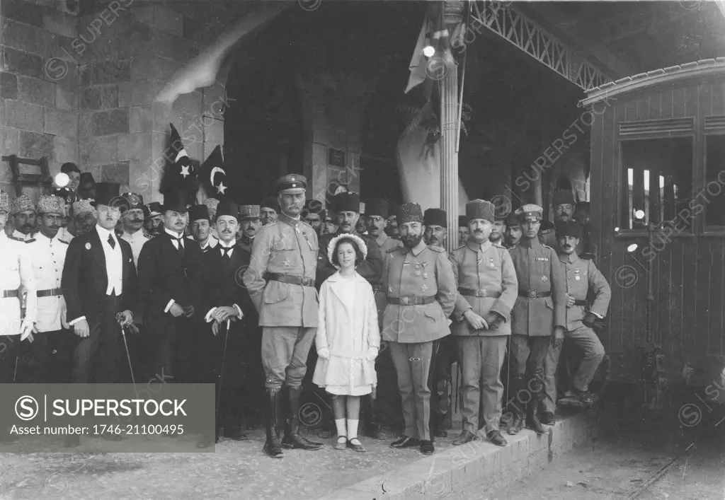 Photograph of General Erich von Falkenhayn (1861-1922) upon his arrival in Jerusalem. Dated 1917