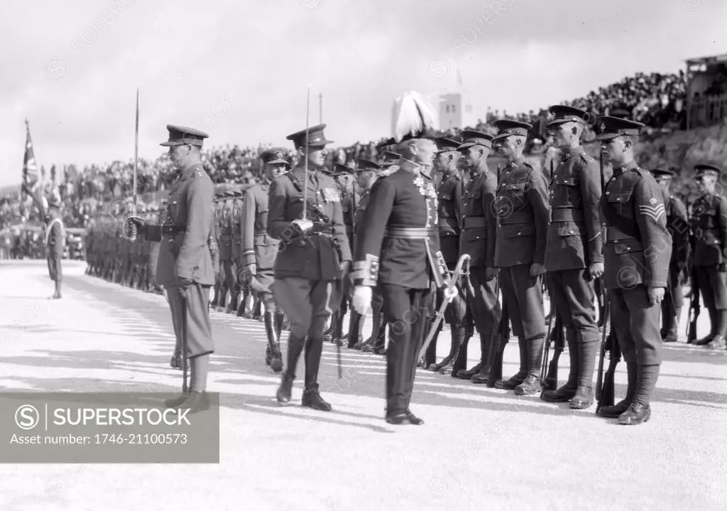 Photograph of the arrival of Sir Arthur Wauchope as High Commissioner for Palestine. Dated 1931